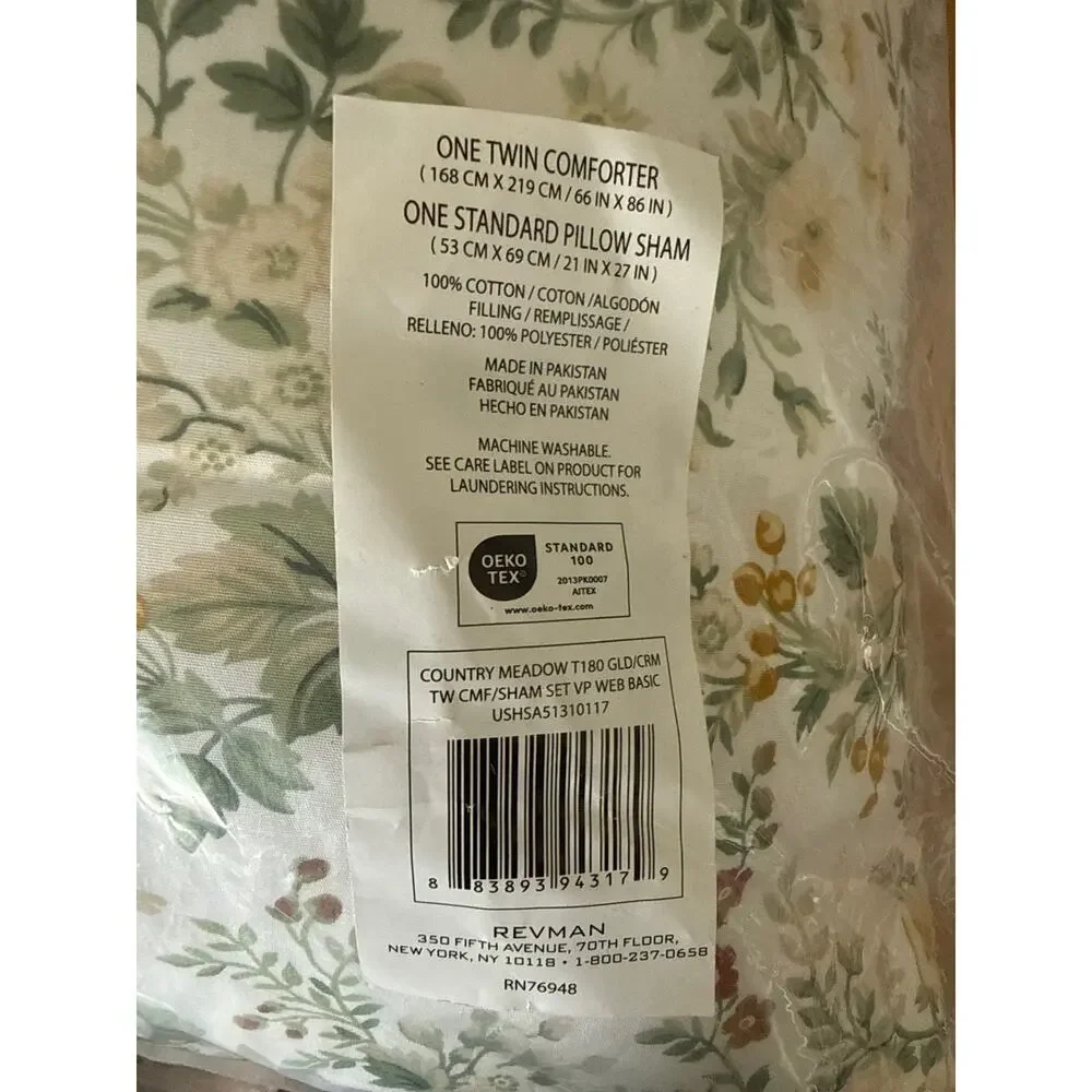 Laura Ashley Country Meadow 100% Cotton Twin Comforter Twin Floral NIP
